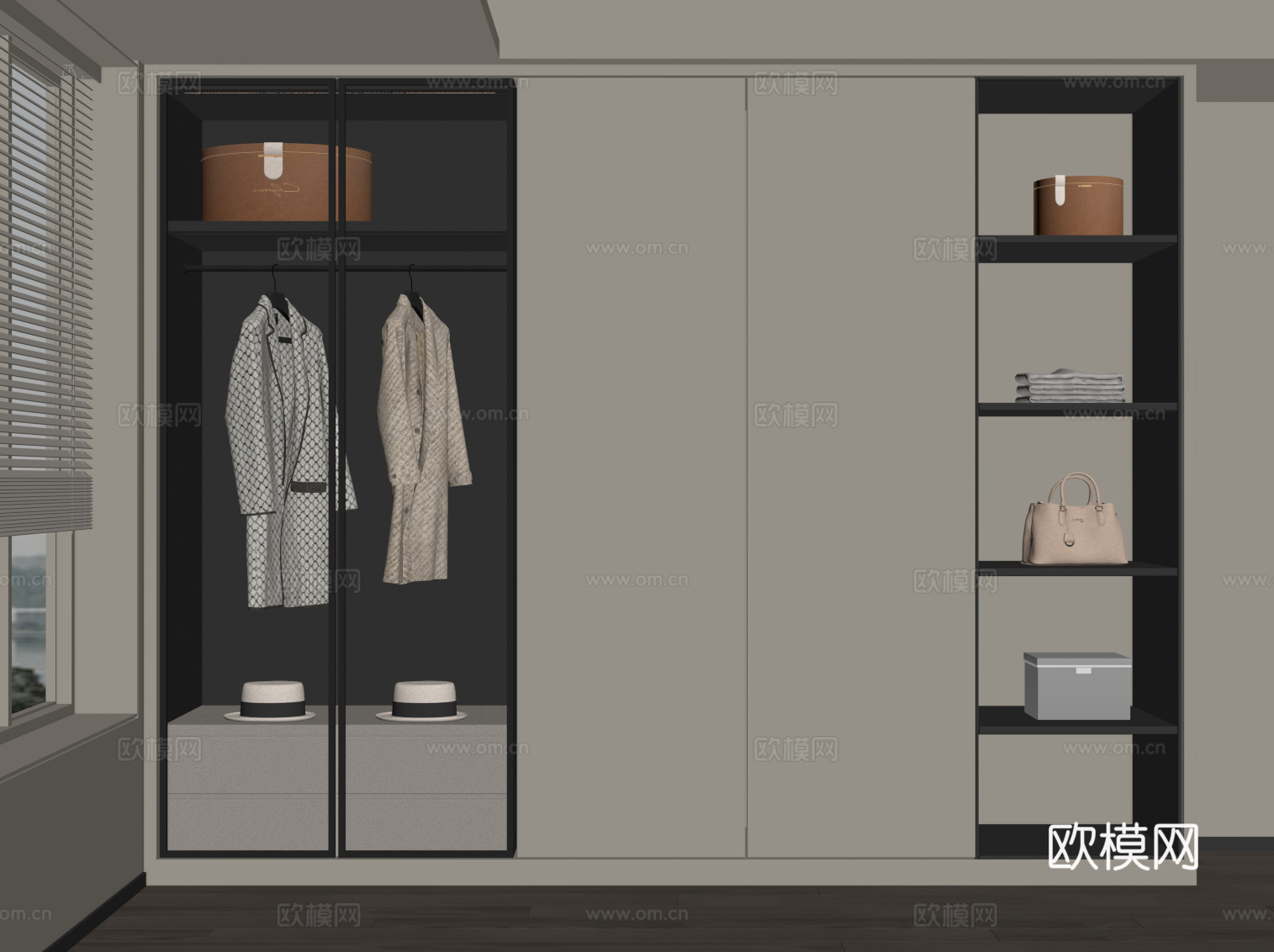 现代衣柜 成品衣柜su模型