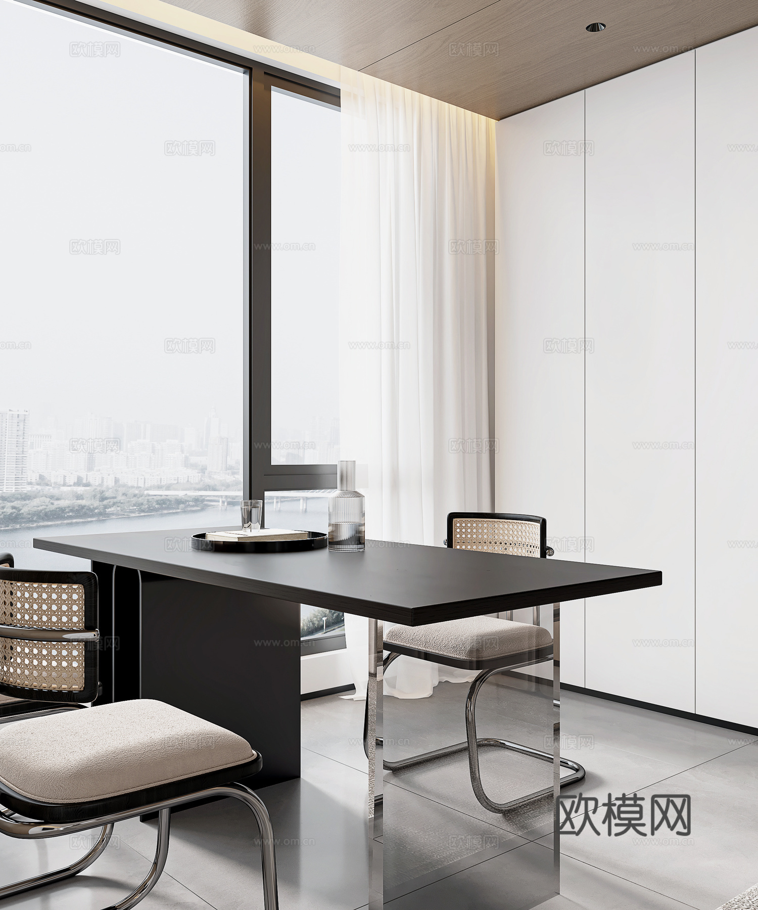 现代客餐厅3d模型下载（渲染图4）