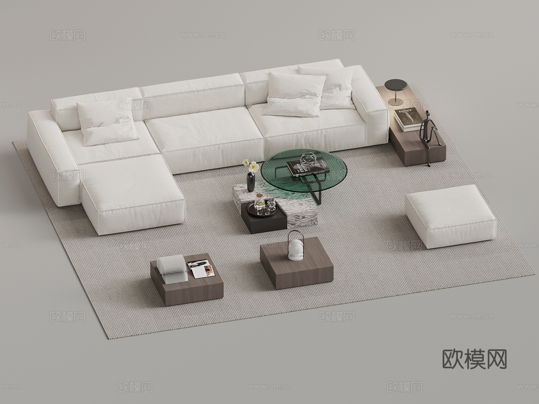 现代沙发茶几组合su模型