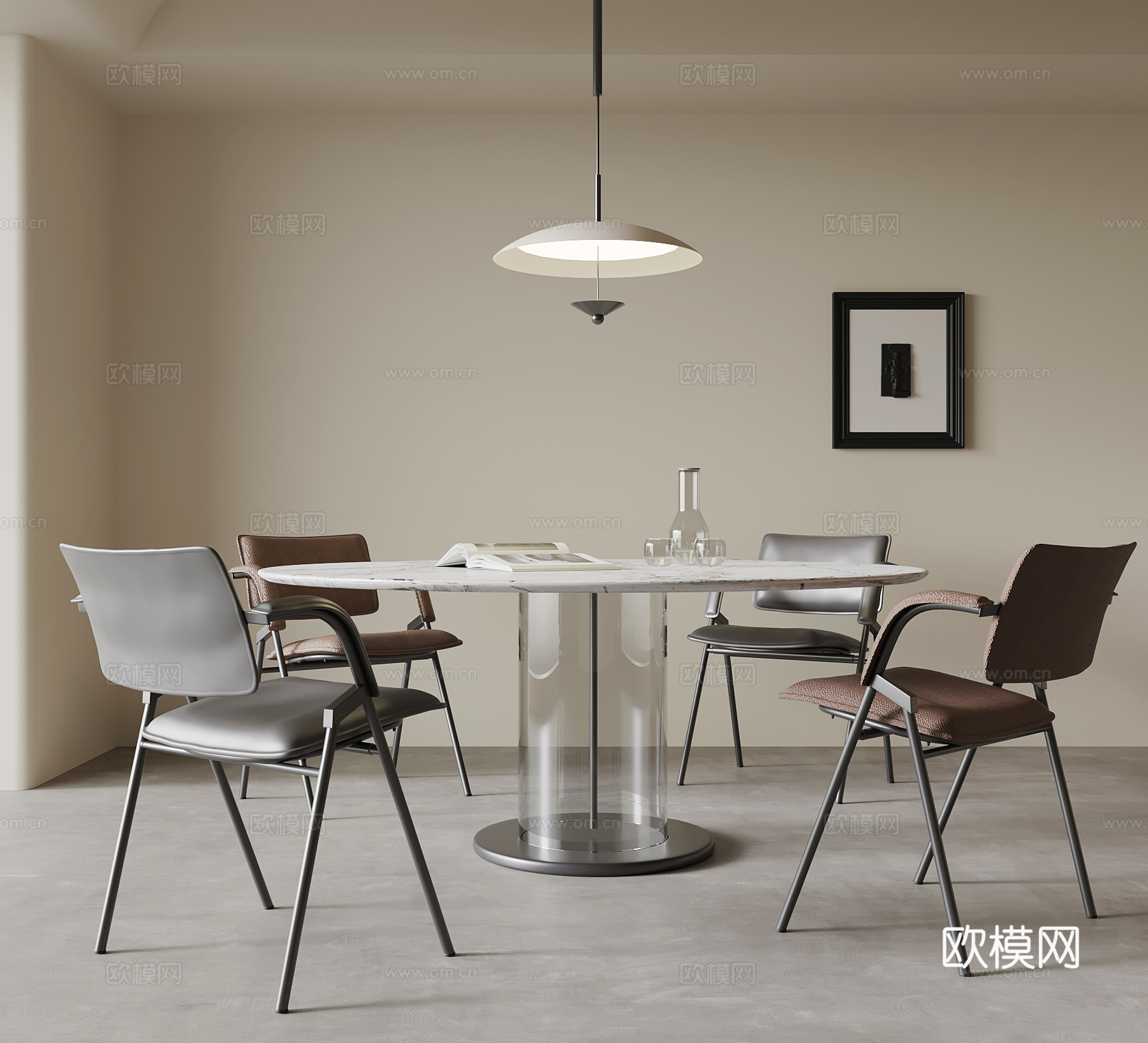 现代餐桌椅 圆桌su模型
