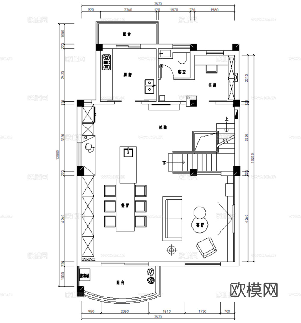 10套现代简约轻奢极简样板间洋房别墅室内装饰装修施工图附效果cad施工图