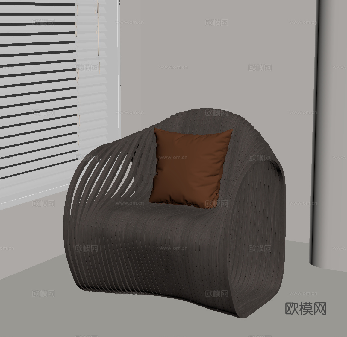 现代意式休闲椅 单人椅su模型
