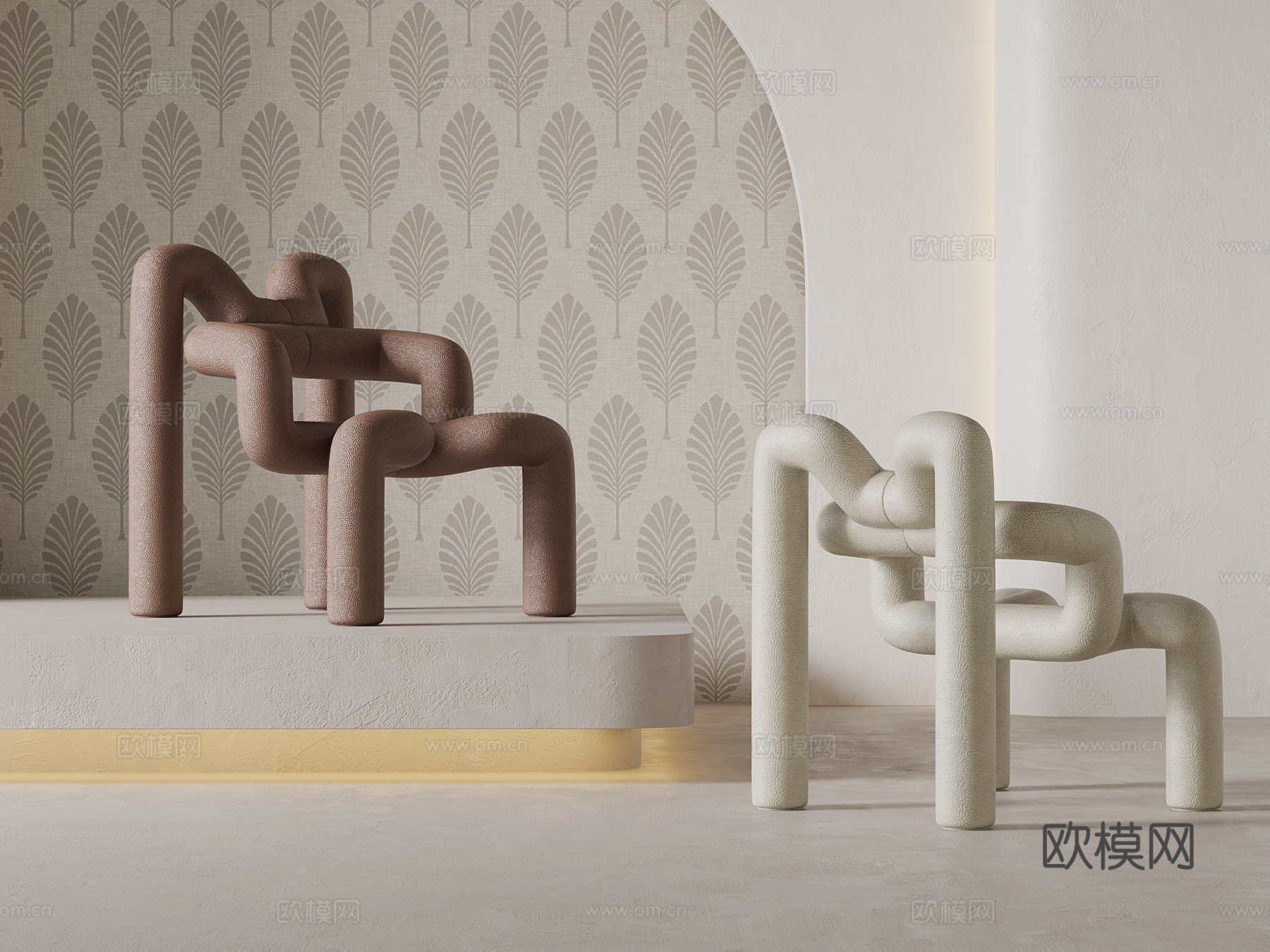 现代休闲椅 皮革沙发椅su模型