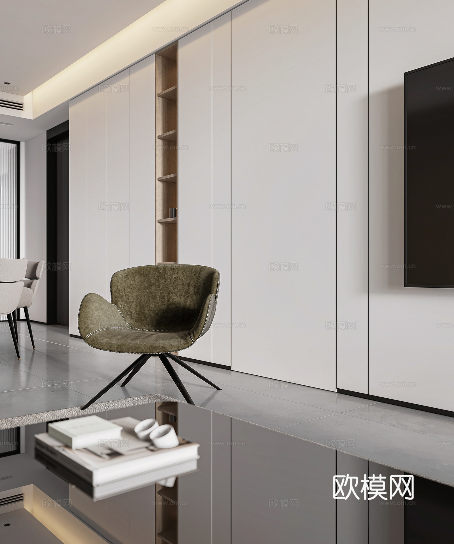 现代客餐厅3d模型下载（渲染图6）