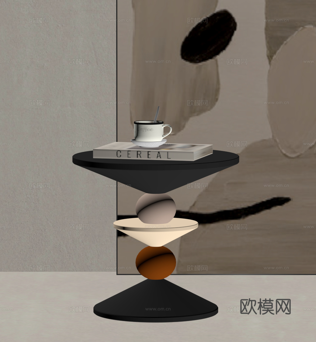 现代极简边几su模型