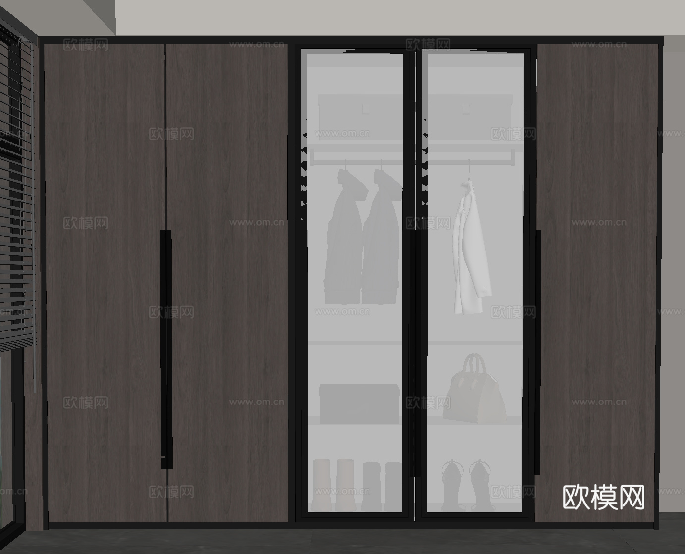 现代意式衣柜su模型