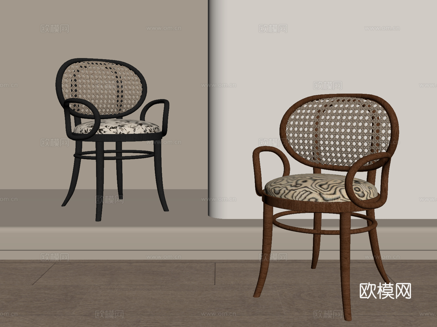 法式中古椅子 单体 餐椅su模型