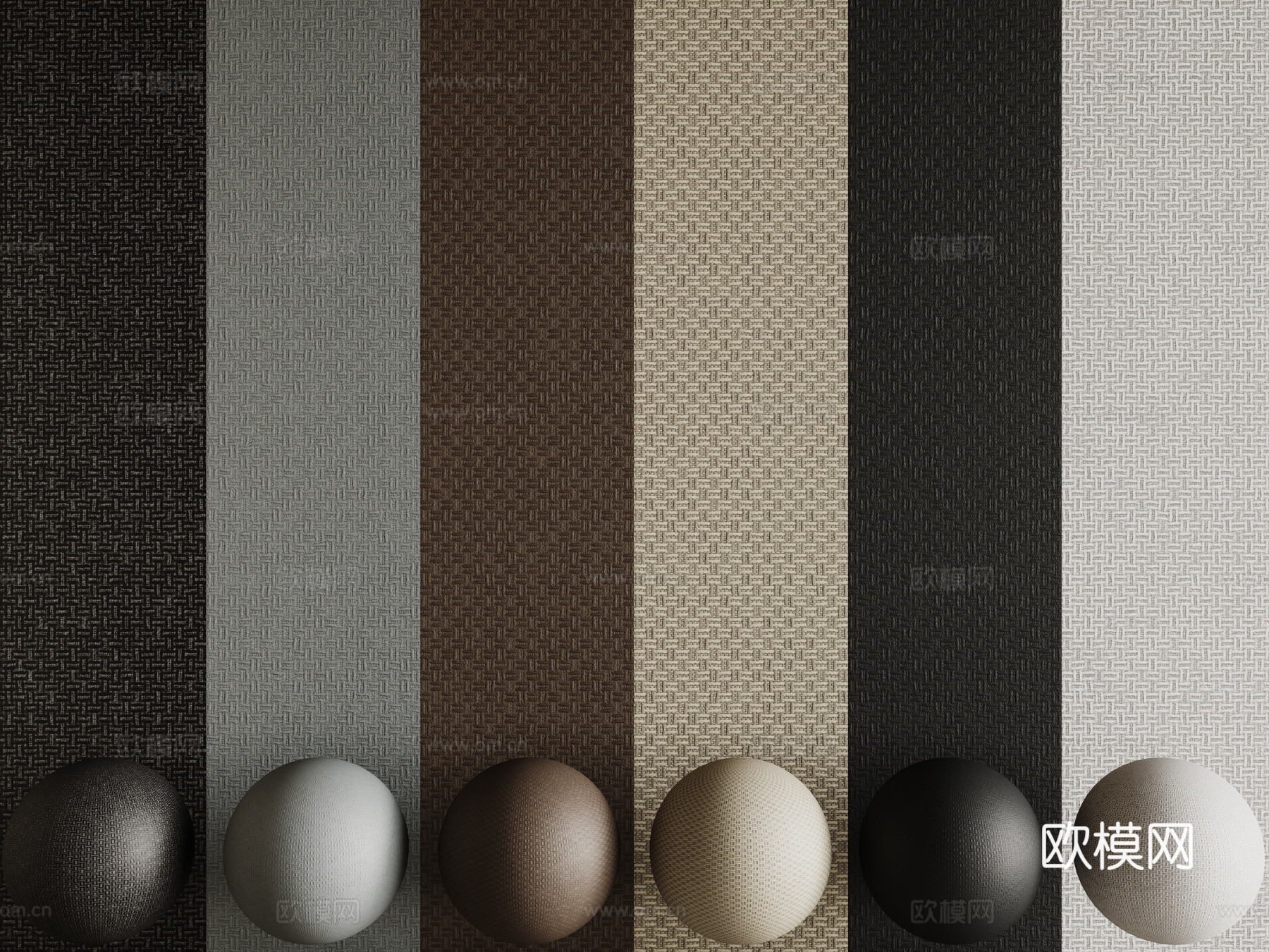 现代布纹布料 墙布 布纹护墙板su模型