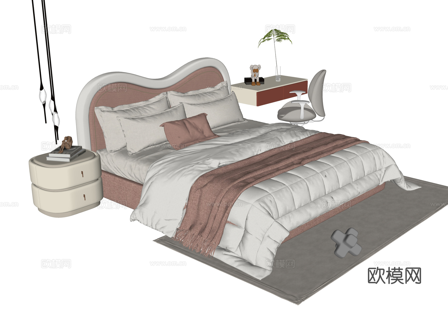 现代儿童床 单人床su模型