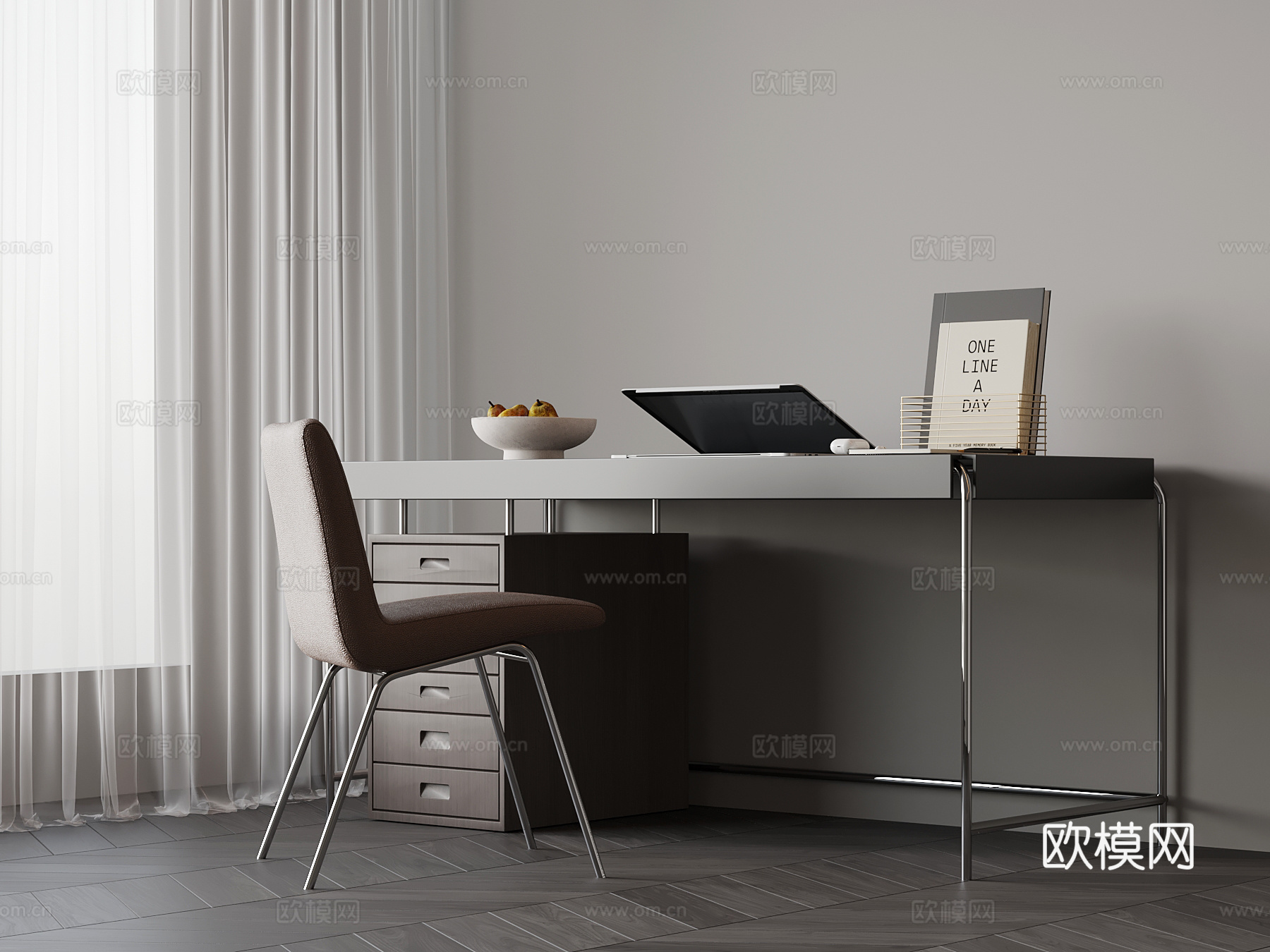 现代意式书桌椅su模型