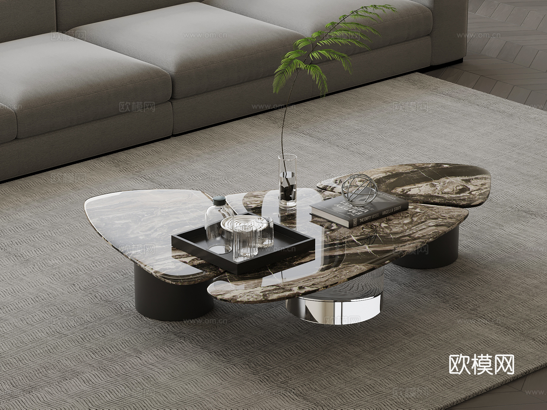 现代意式茶几 异形茶几su模型
