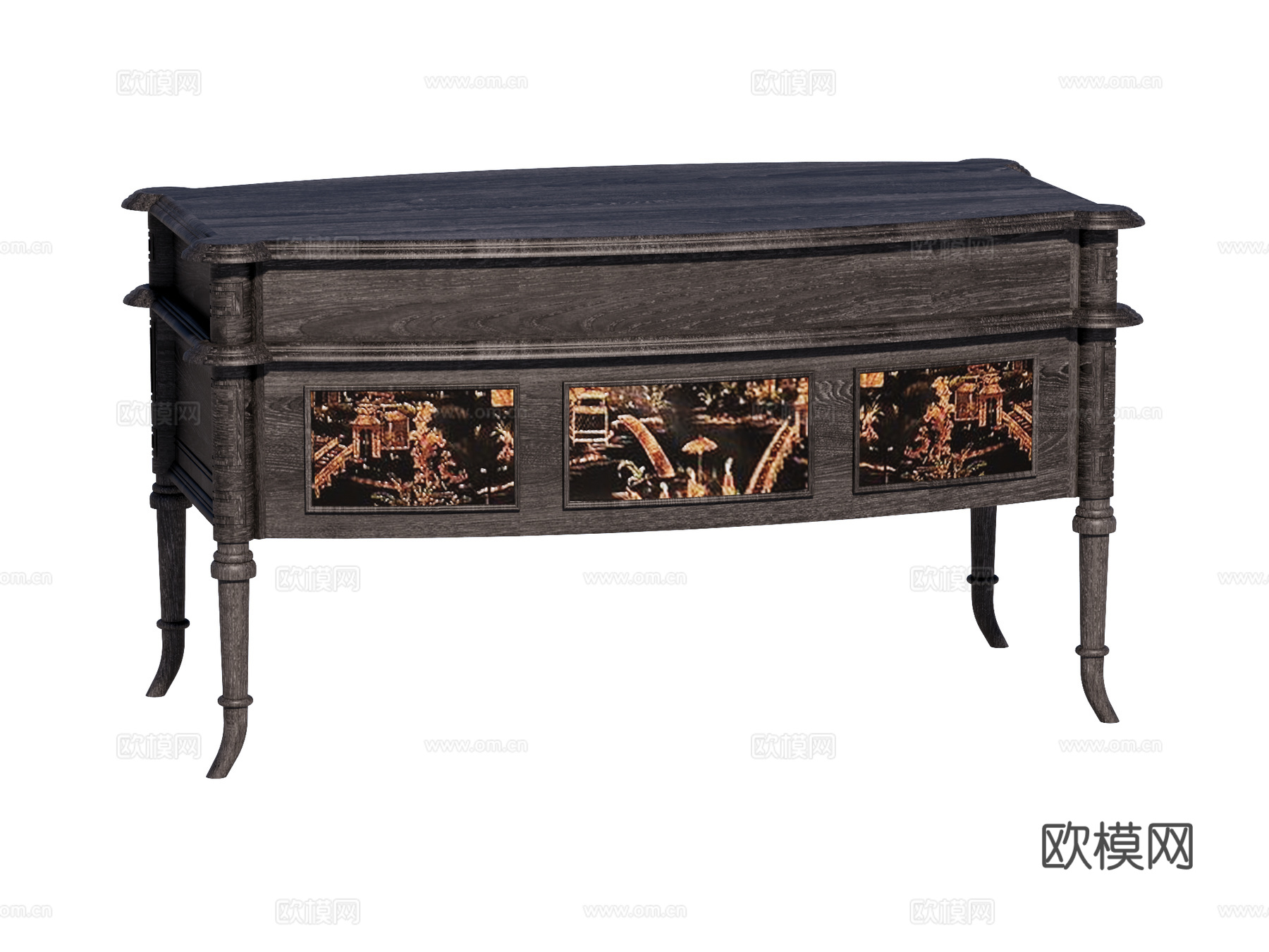 复古电视柜装饰柜su模型