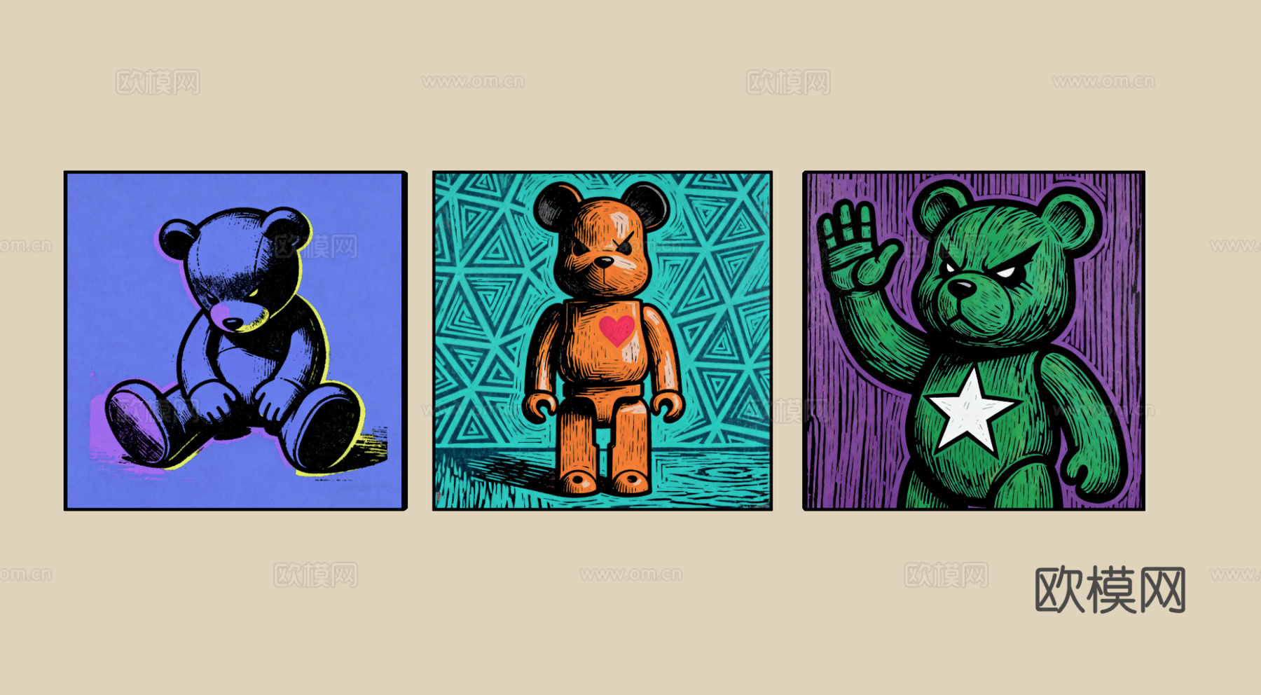 现代卡通装饰画su模型