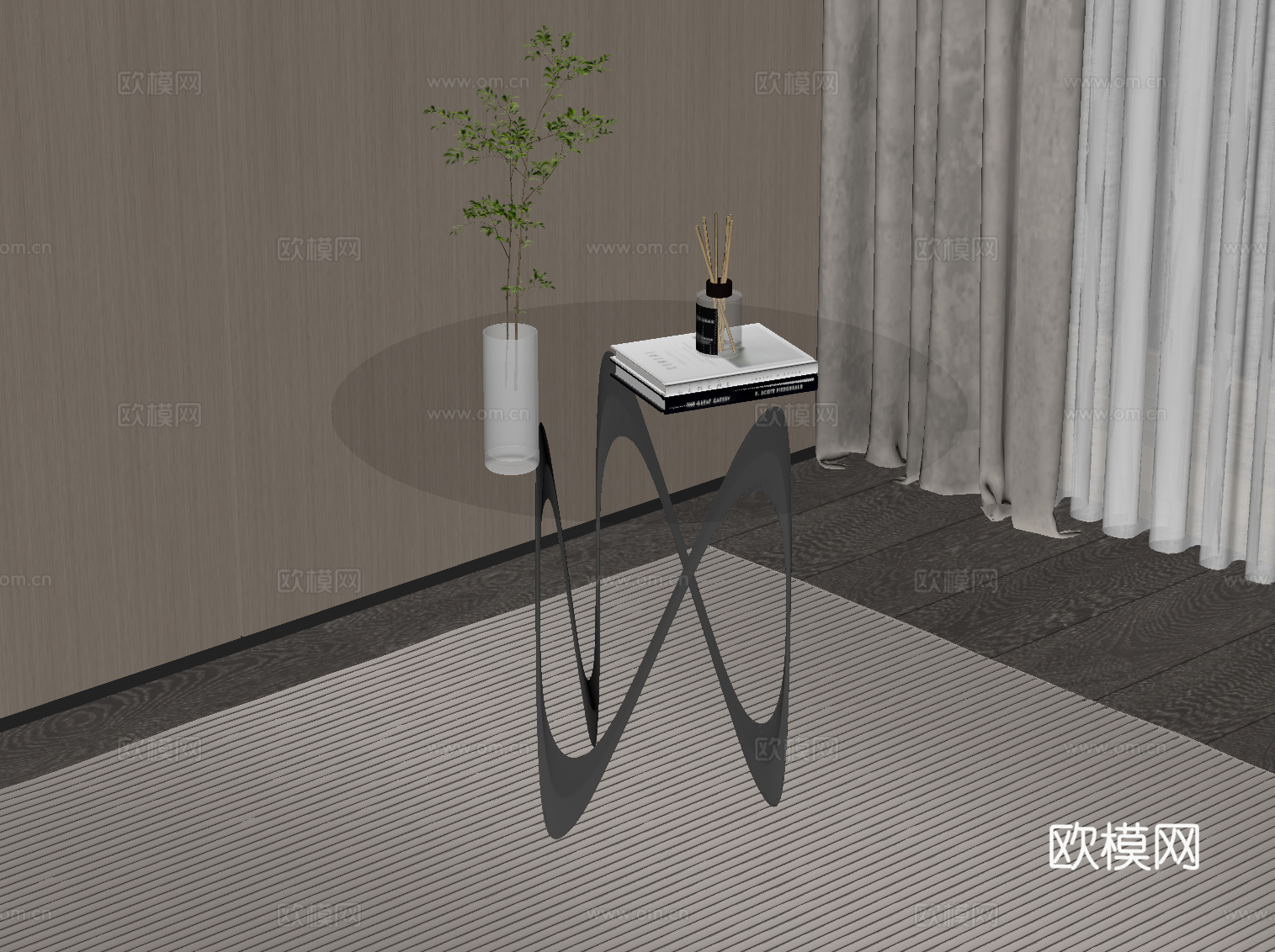 现代意式边几 角几圆几su模型