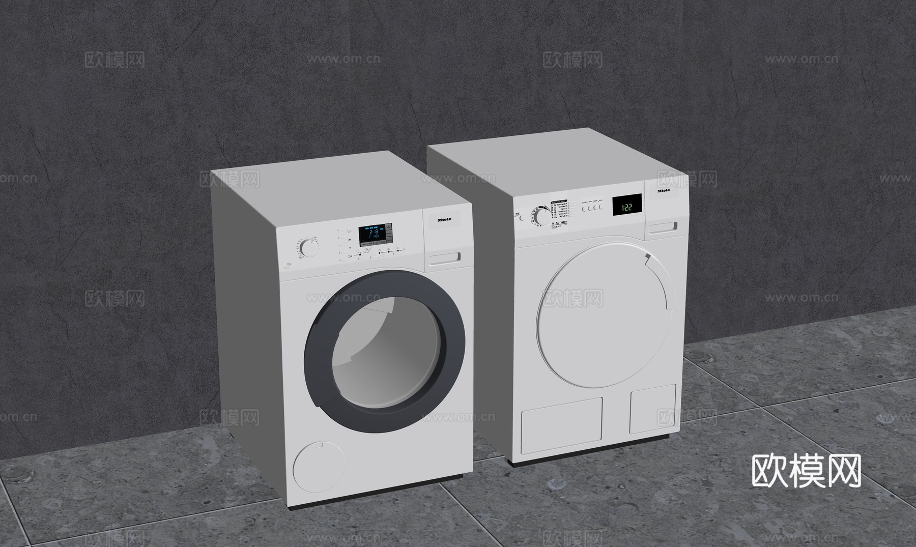 现代滚筒洗衣机su模型