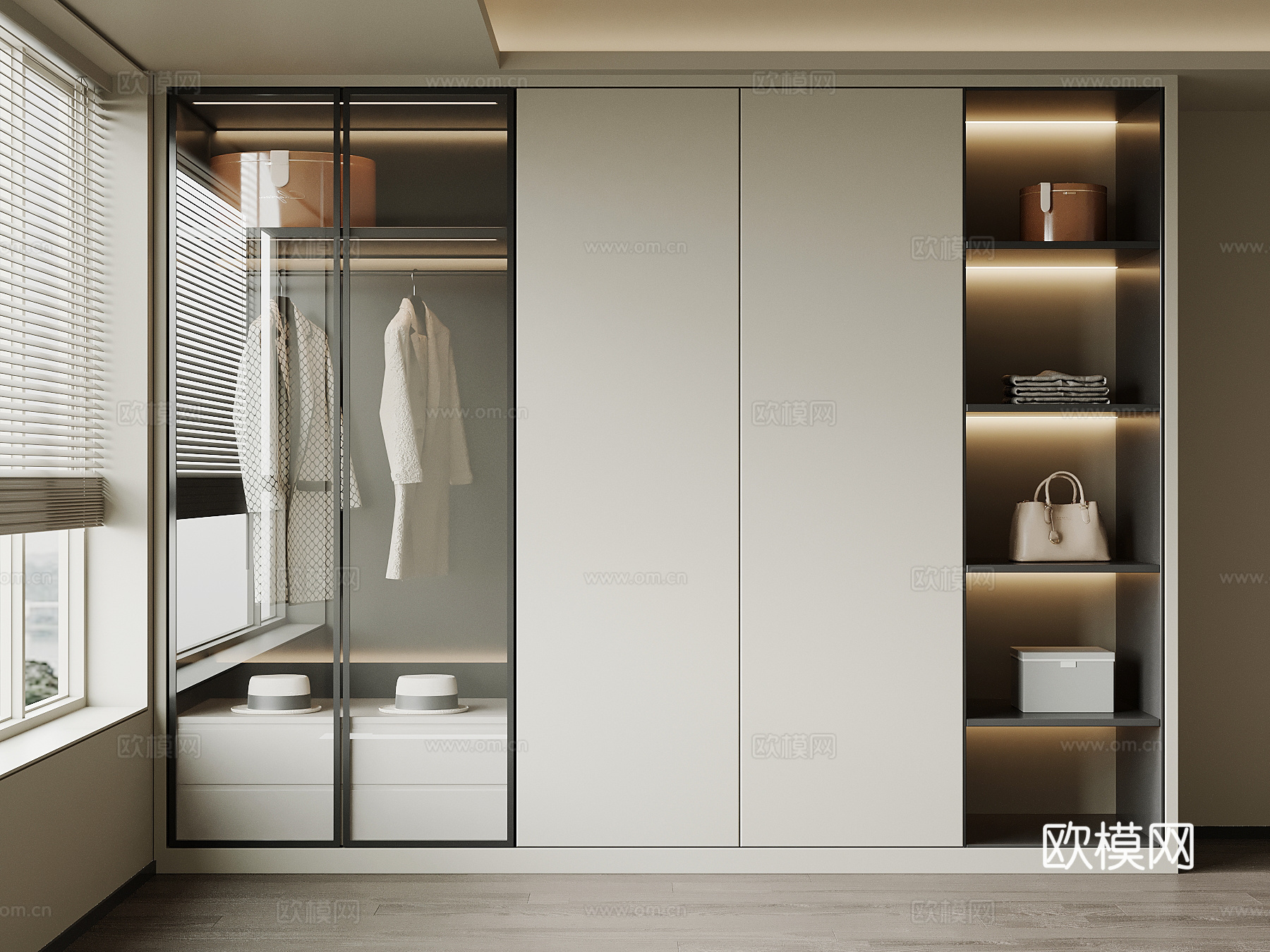 现代衣柜 成品衣柜su模型