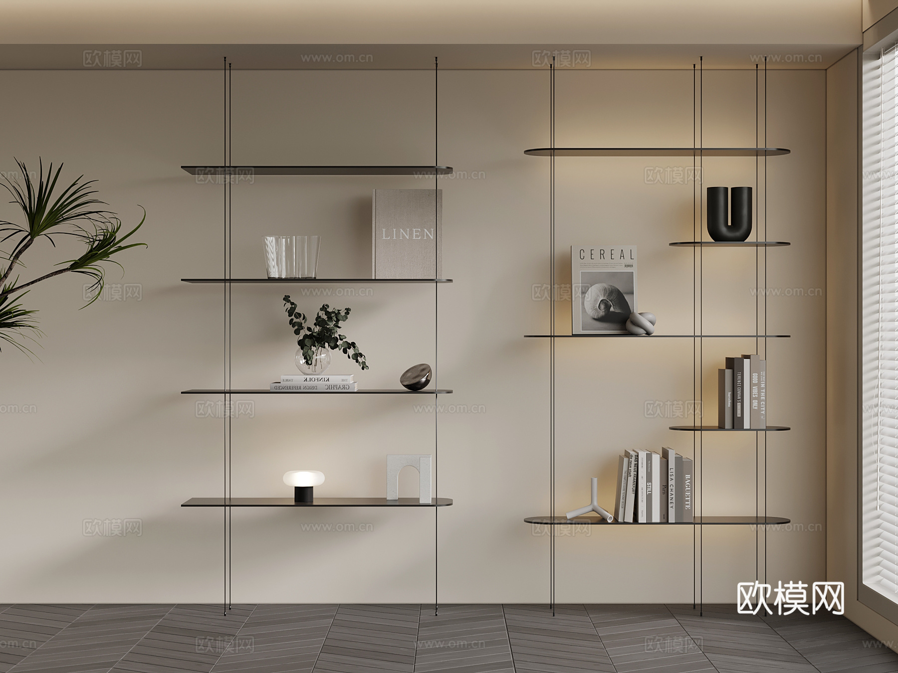 现代书架 置物架su模型