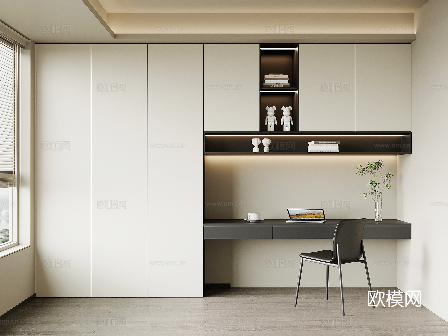 现代衣柜 书桌su模型