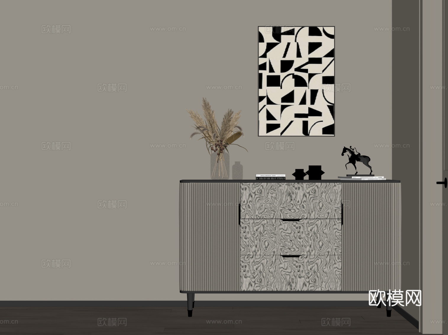 现代玄关柜 入户边柜su模型