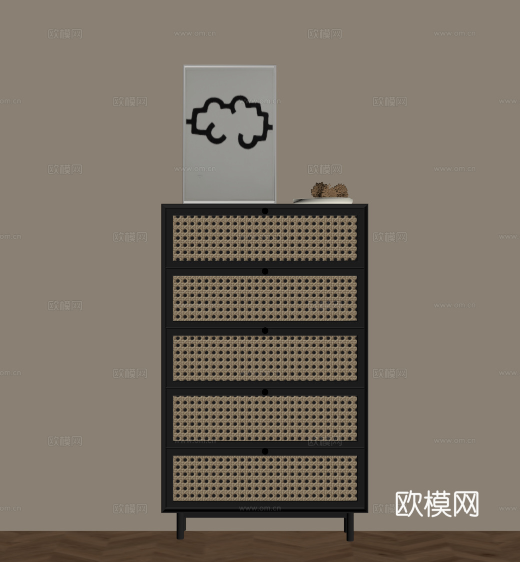 法式复古边柜 斗柜 高柜su模型