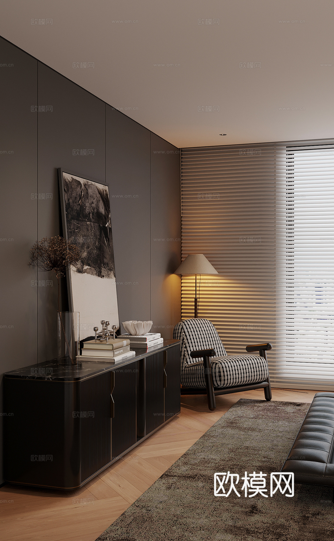 现代边柜 装饰柜su模型