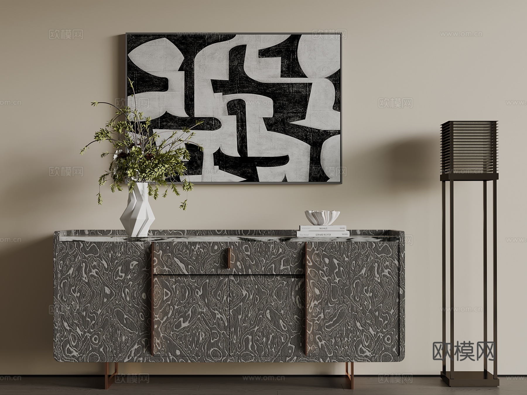 现代现代边柜 装饰柜su模型