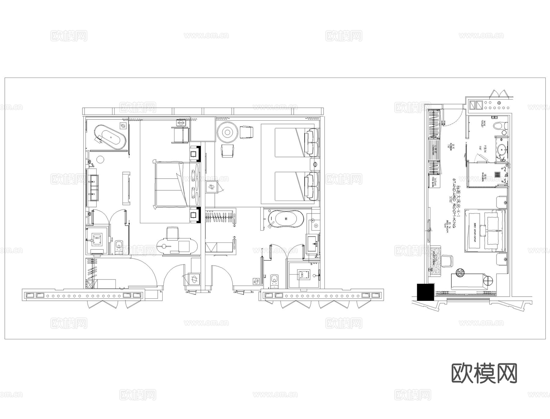 标准客房方案CAD合集cad施工图