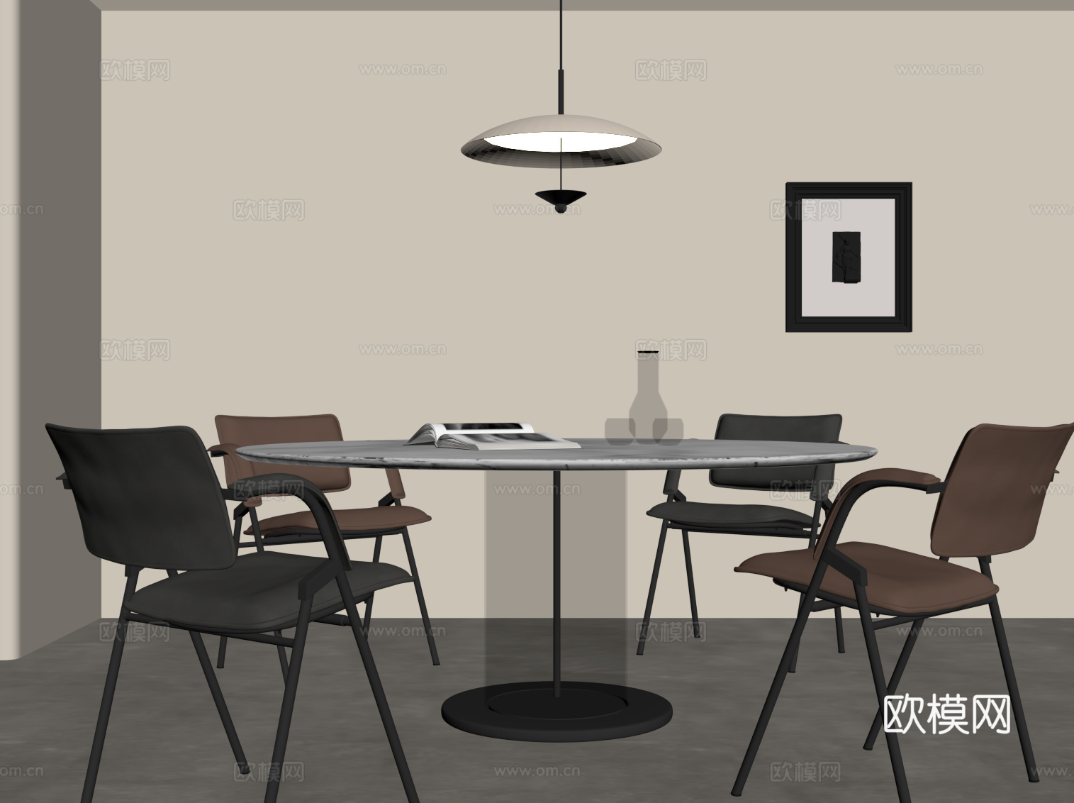 现代餐桌椅 圆桌su模型