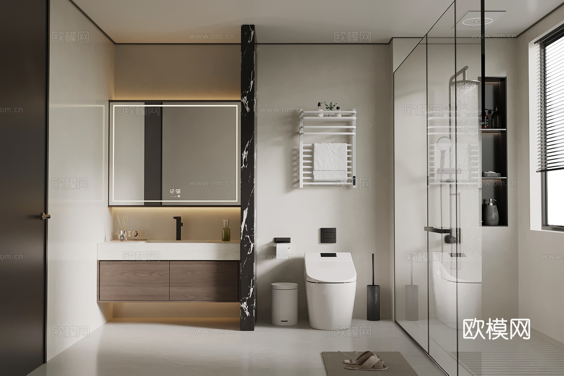 现代卫生间 浴室柜 马桶 卫浴用品su模型