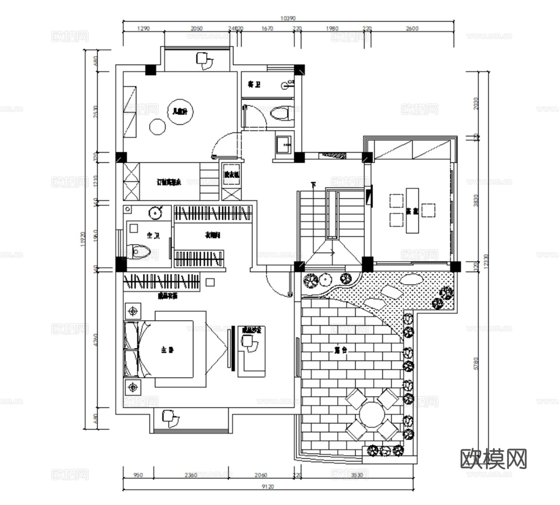 10套现代简约轻奢极简样板间洋房别墅室内装饰装修施工图附效果cad施工图