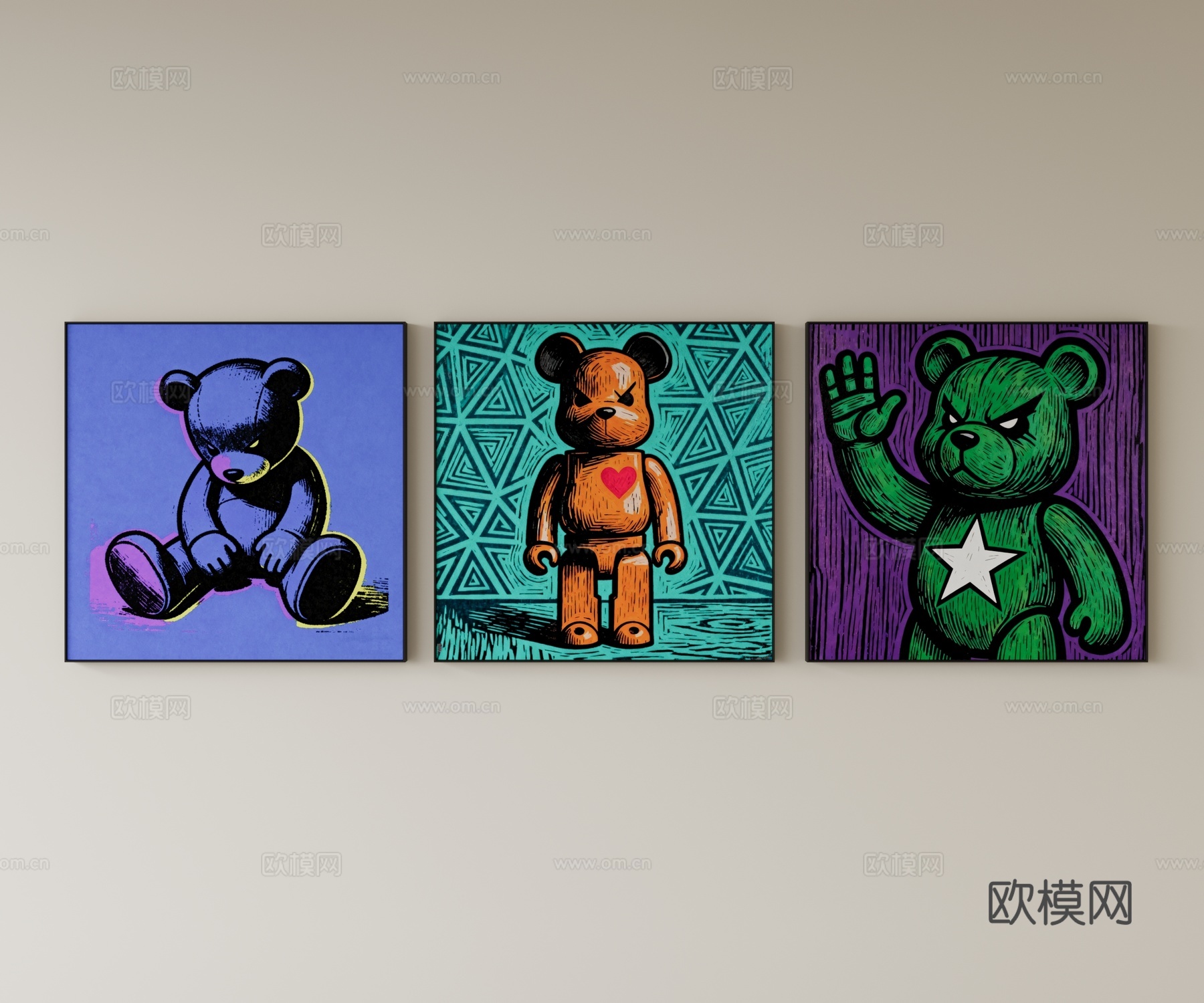 现代卡通装饰画su模型