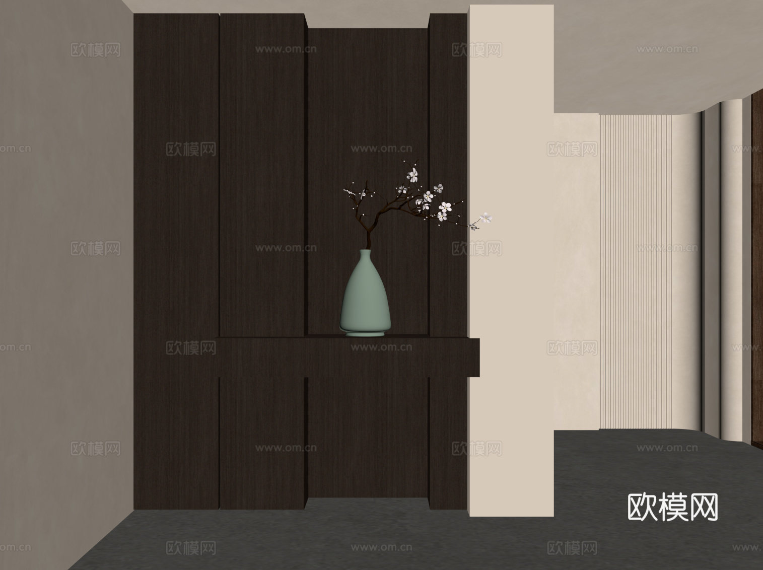 新中式玄关 入户装饰玄关su模型