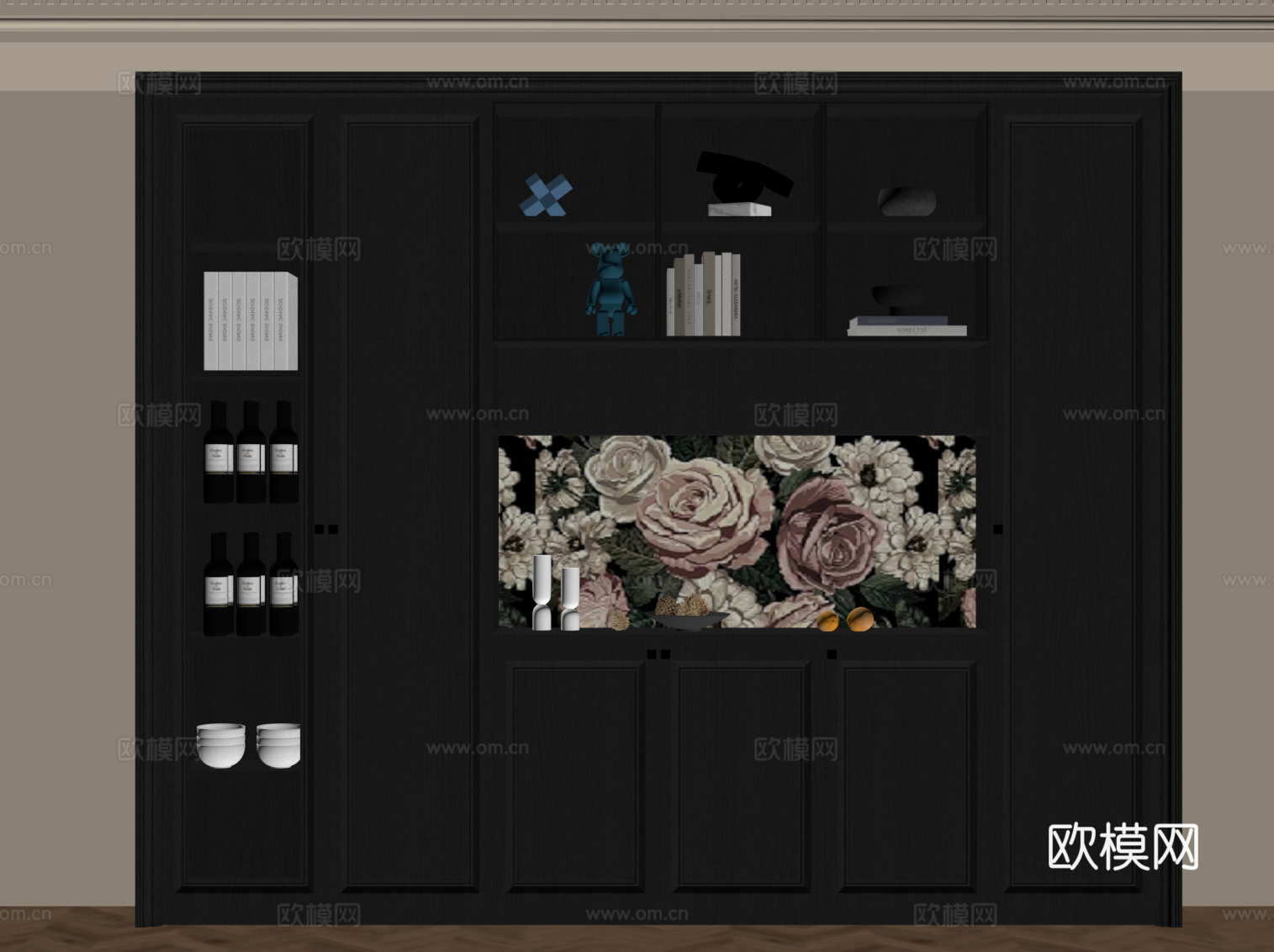 法式复古餐边柜 酒柜su模型