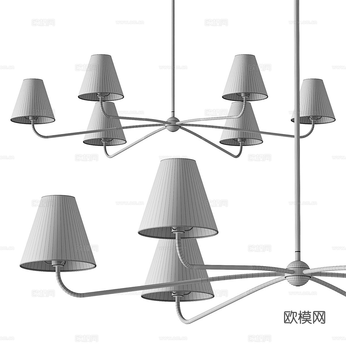 新中式轻奢多头装饰吊灯3d模型