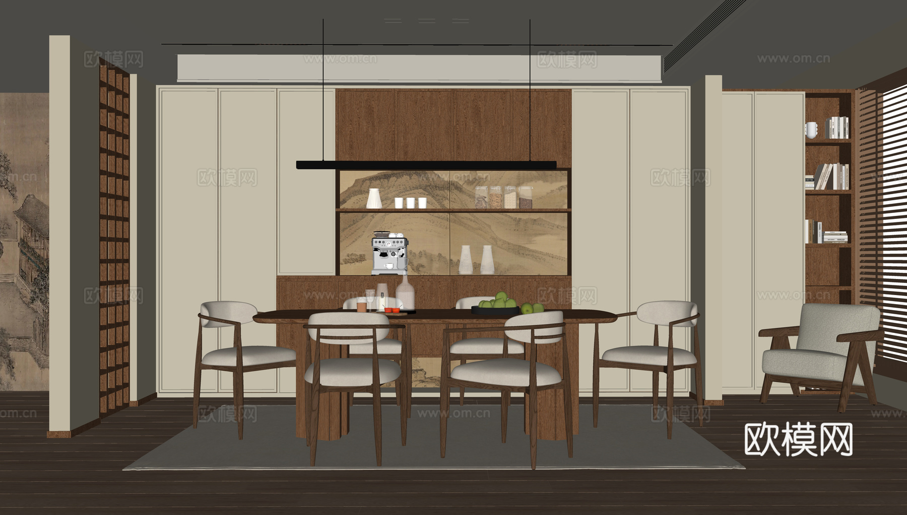 现代餐厅 餐桌椅 餐椅su模型