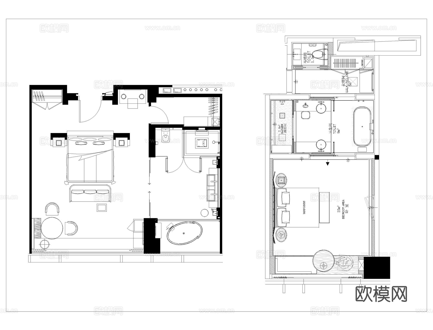 标准客房方案CAD合集cad施工图
