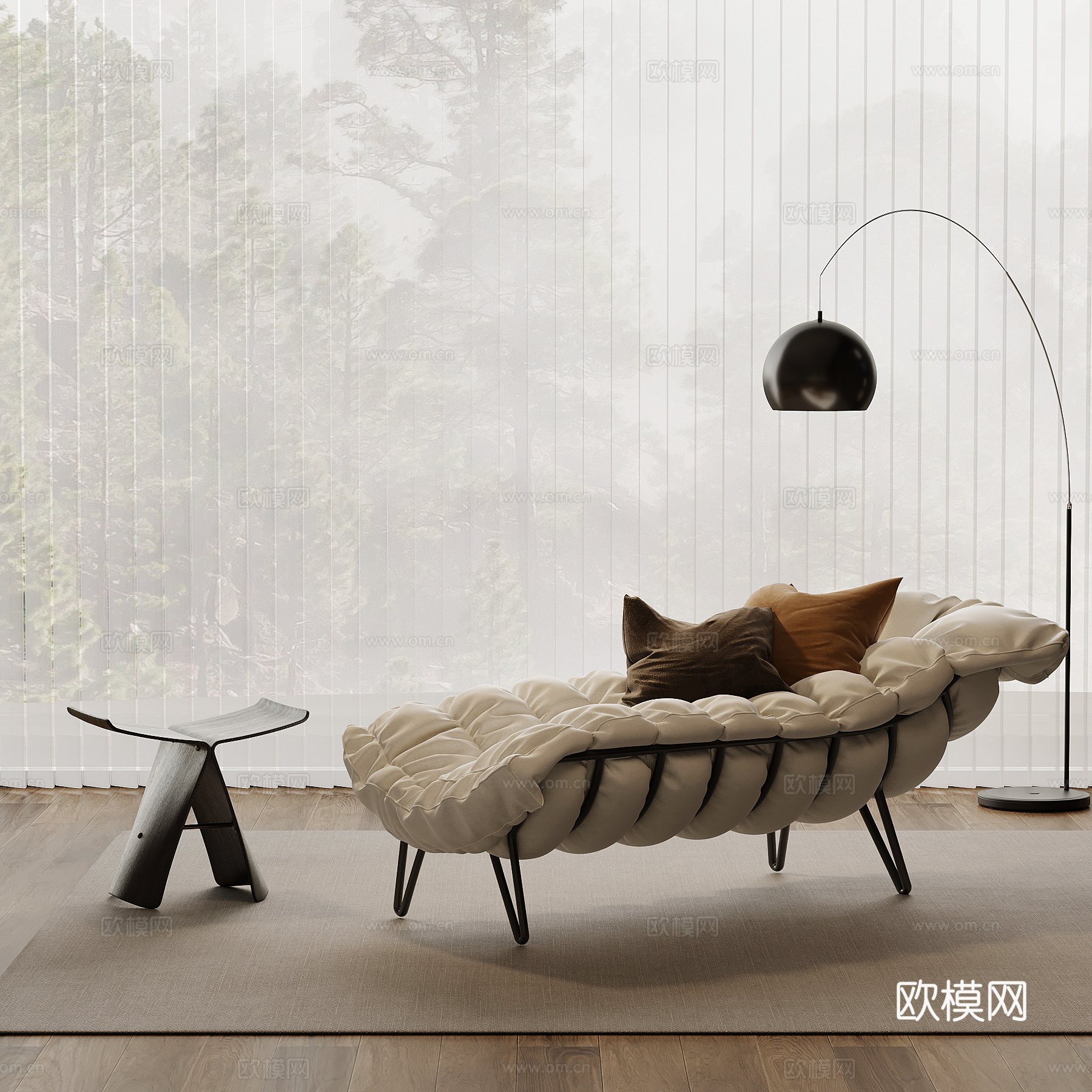 现代躺椅 沙发椅su模型