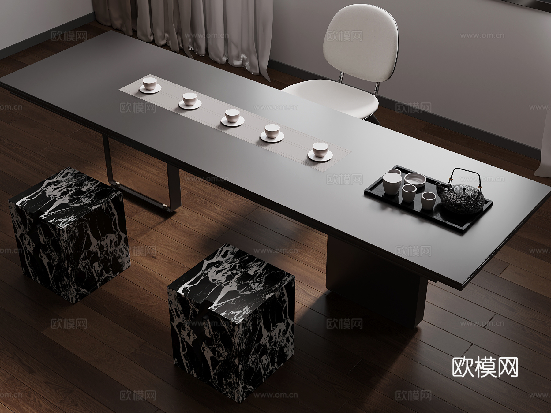 现代茶桌椅su模型
