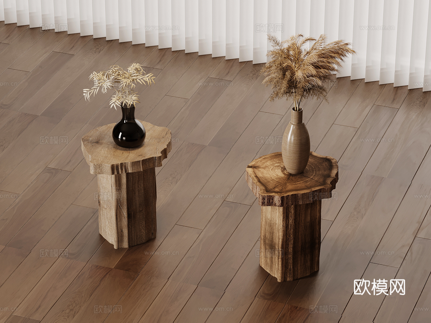 侘寂风边几 实木边几su模型