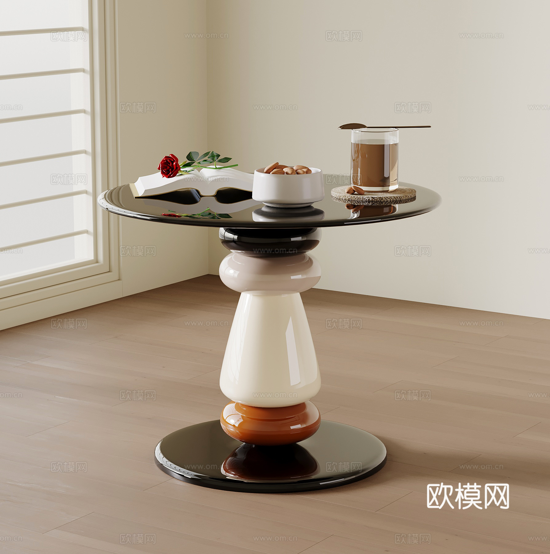 现代极简边几 简约彩色边几su模型