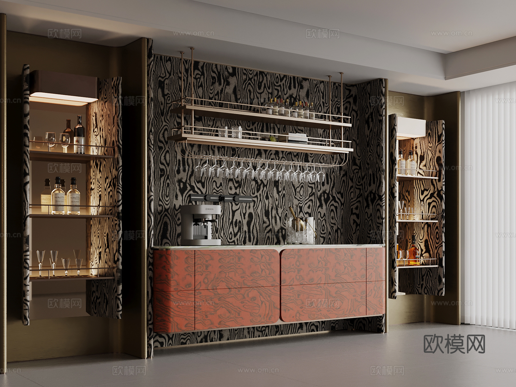 现代酒柜 酒架 餐边柜3d模型下载