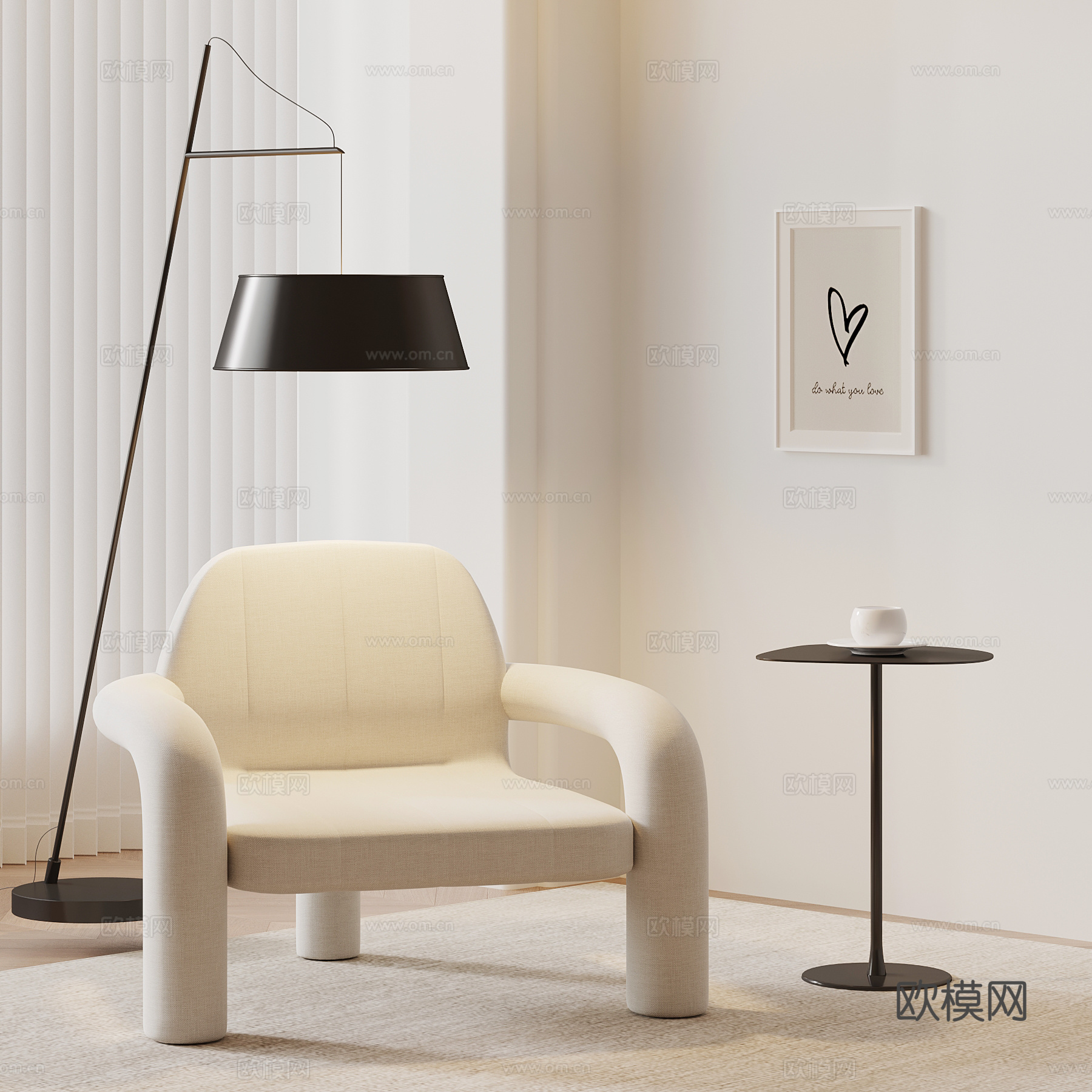 现代休闲椅 布艺沙发椅su模型