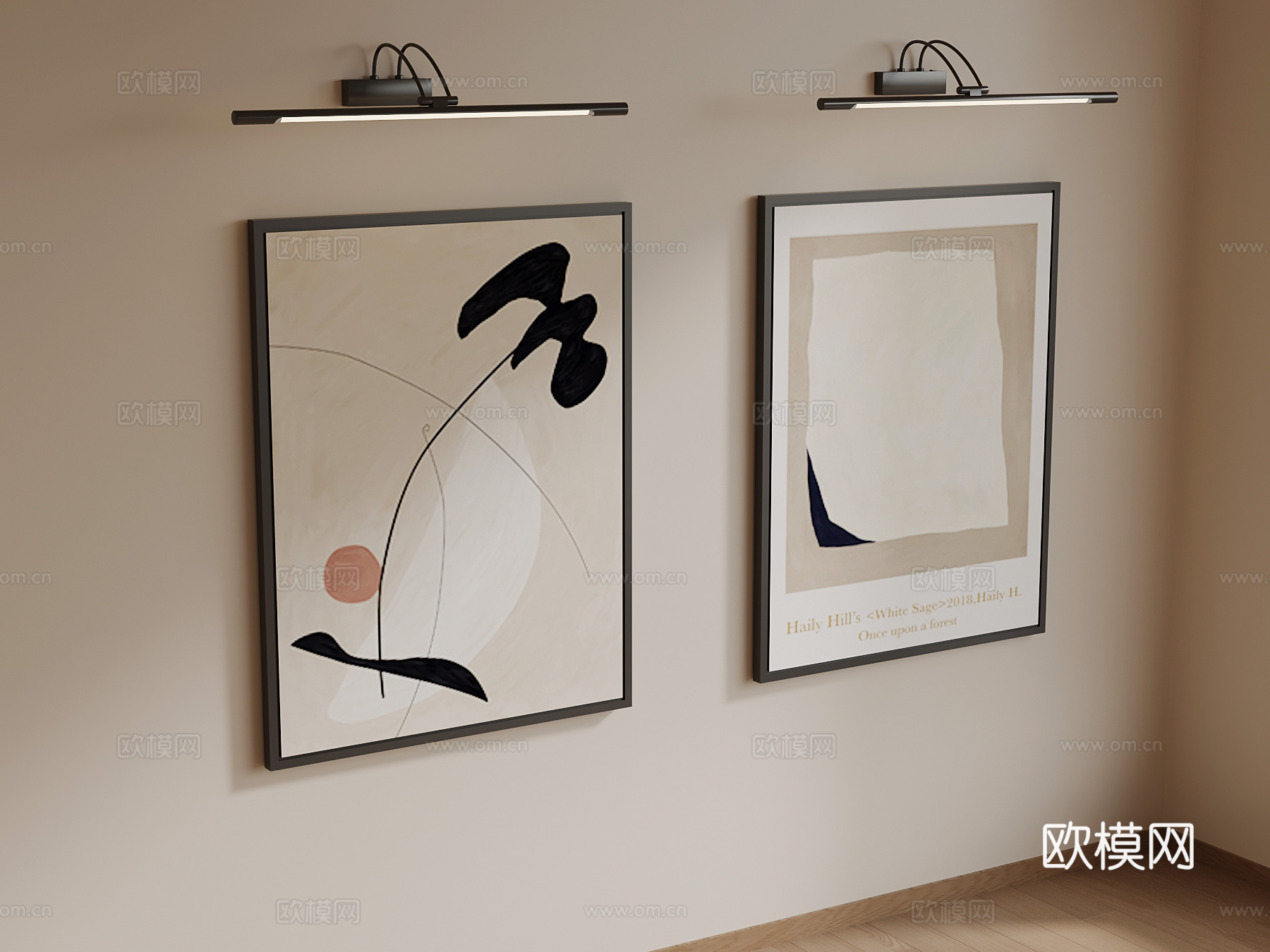 现代挂画 客厅装饰画su模型