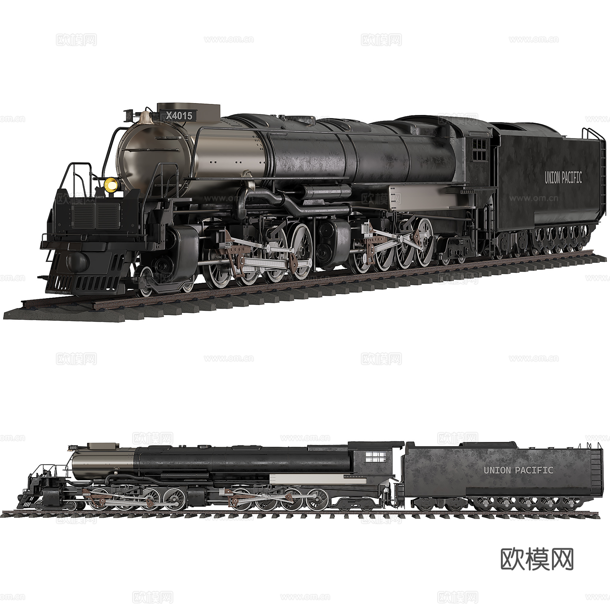 Union Pacific big boy train免费3d模型下载（渲染图1）