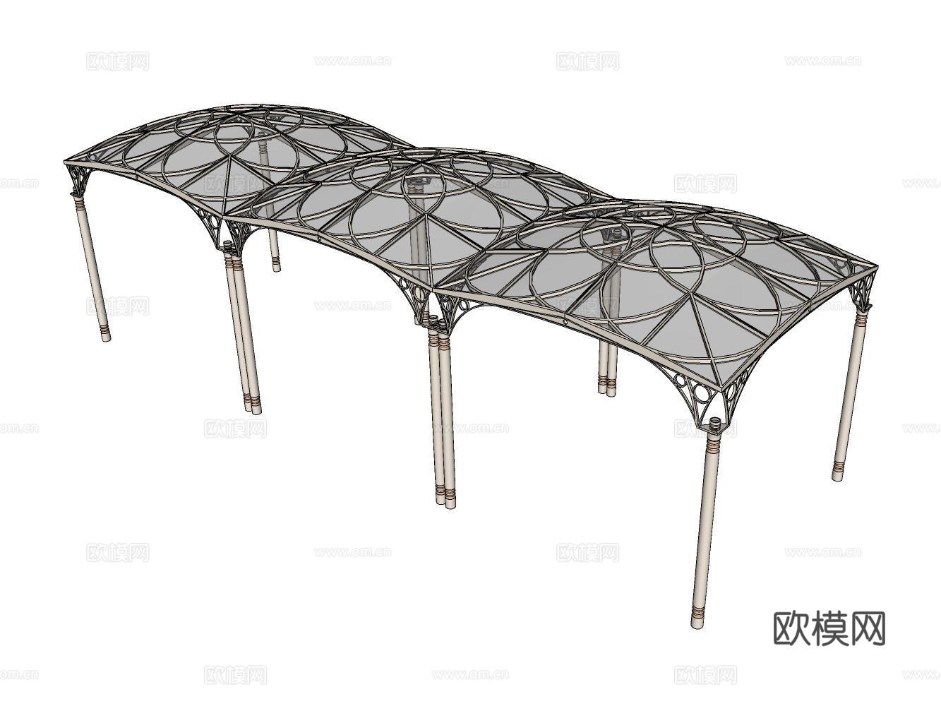 廊架su模型