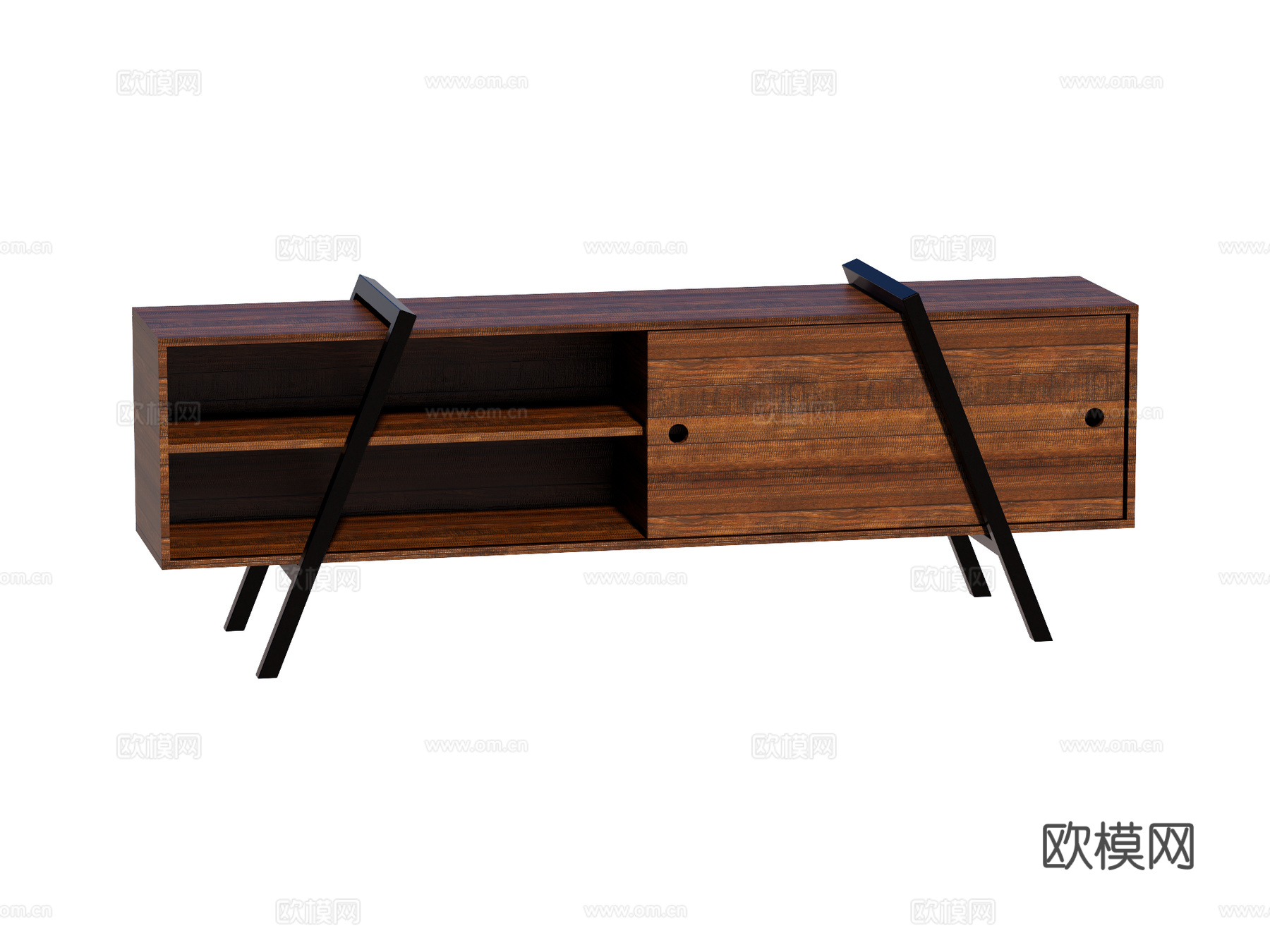 中古电视柜装饰柜su模型下载（渲染图1）