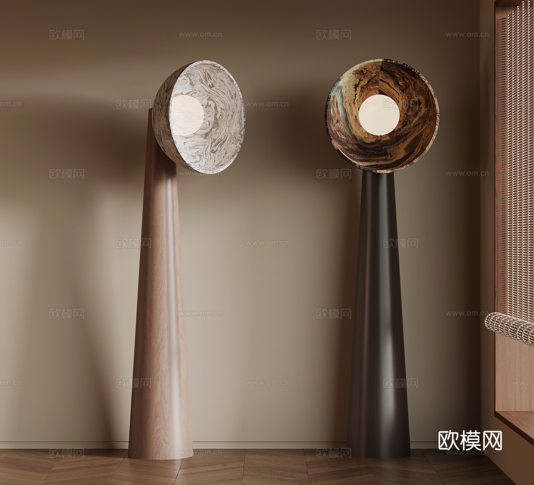 现代中古风落地灯su模型