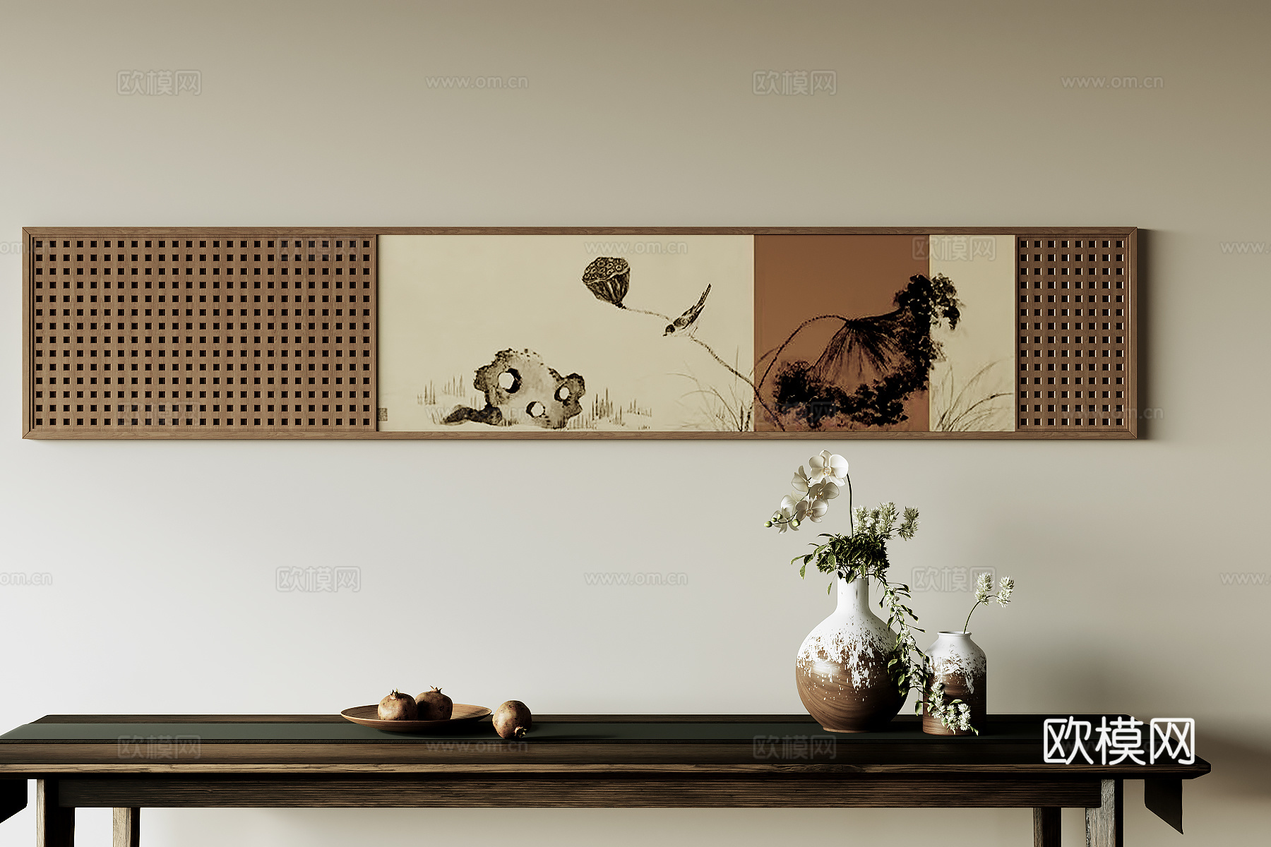 新中式装饰画su模型