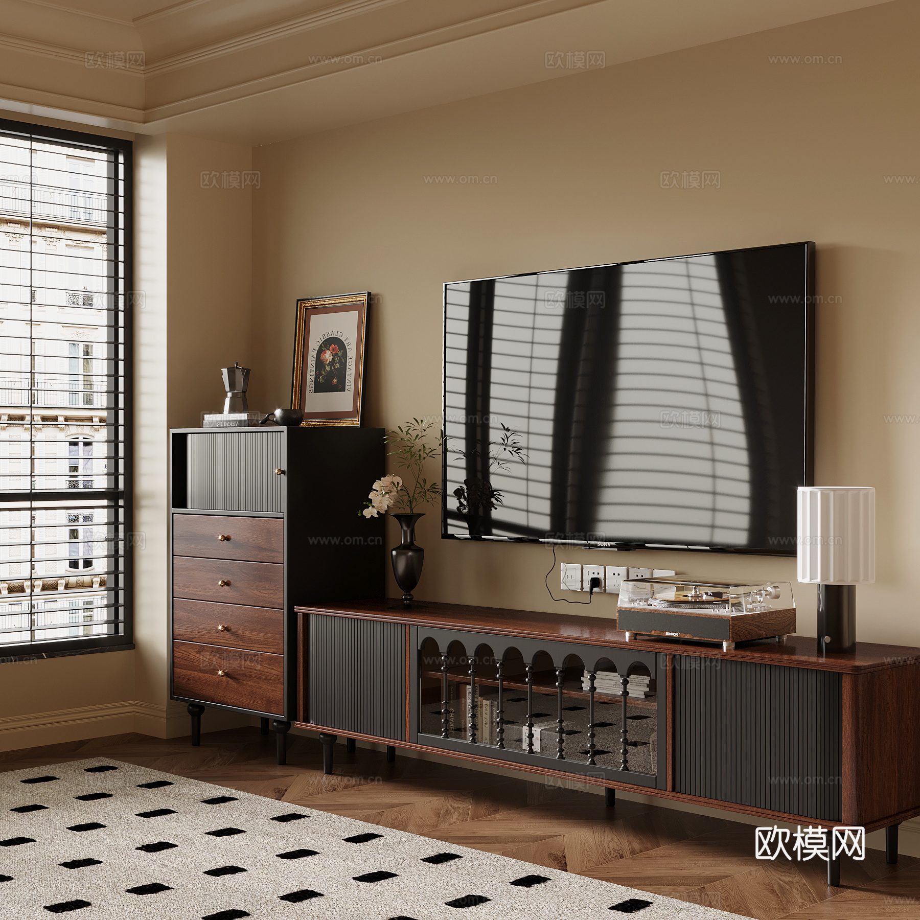 法式电视柜 中古风 电视柜 斗柜3d模型下载