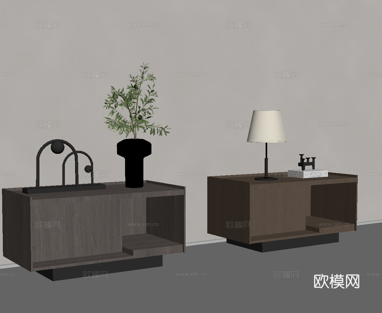 现代意式床头柜su模型